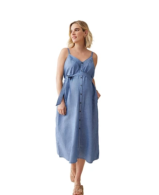 Ingrid + Isabel Maternity Chambray Button Down Midi Dress