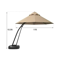 11 Feet Outdoor Cantilever Hanging Umbrella with Base and Wheels