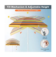 6.5 Feet Patio Beach Umbrella with Waterproof Polyester Fabric