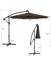 Gymax 10 Ft Offset Patio Umbrella Solar Powered Cantilever w/ 112 Led Lights
