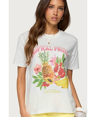Edikted Womens Tropical Fruits Graphic T Shirt