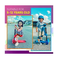 Hurtle 3-Wheeled Scooter for Kids - Wheel Led Lights, Adjustable Lean-to-Steer Handlebar, and Foldable Seat