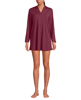 Lands' End Women's SunShade Upf 50 Hooded Mini Swim Cover-Up Dress