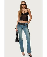 Edikted Women's Strappy Sheer Mesh Cupped Top