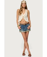 Edikted Womens Marsh Ruffle Split Front Top
