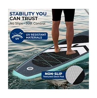 Inflatable Stand-Up Paddle-Board with Double-Action Hand Pump, 3-Piece Aluminum Paddle, Leash, Removable Fin + 2 Side Fins