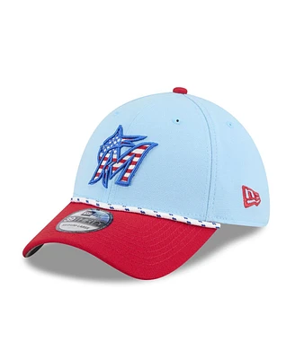 New Era Men's Light Blue/Red Miami Marlins 2025 Fourth of July 39THIRTY Flex Hat