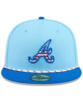 New Era Men's Light Blue/Blue Atlanta Braves 2025 Fourth of July 59FIFTY Fitted Hat