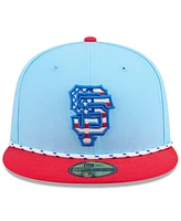 New Era Men's Light Blue/Red San Francisco Giants 2025 Fourth of July 59FIFTY Fitted Hat