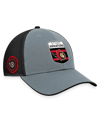 Fanatics Men's Gray/Black Ottawa Senators Authentic Pro Home Ice Trucker Adjustable Hat