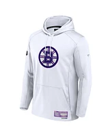 Fanatics Men's White Boston Bruins Authentic Pro Hockey Fights Cancer Pullover Hoodie