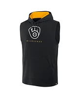 Fanatics Men's Black Milwaukee Brewers Fire Speed Sleeveless Pullover Hoodie