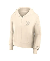 Nike Women's Cream Pittsburgh Steelers Glory Cropped Full-Zip Hoodie