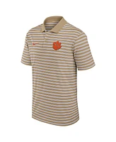 Nike Men's Tan Clemson Tigers Athletic Prep Striped Performance Polo Shirt