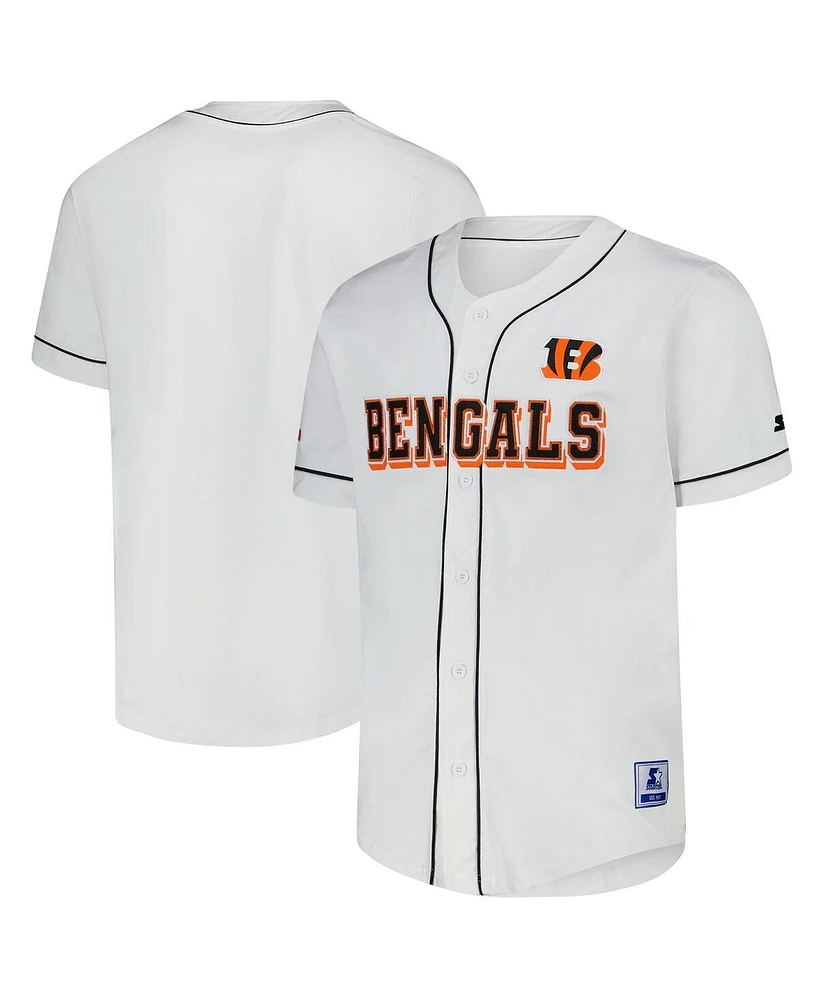 Starter Men's White Cincinnati Bengals Relay Full-Button Baseball Jersey