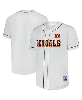 Starter Men's White Cincinnati Bengals Relay Full-Button Baseball Jersey