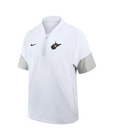 Nike Men's White West Virginia Mountaineers 2025 Sideline Coaches Lightweight Short Sleeve Jacket