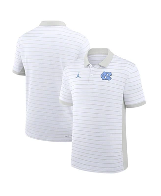 Jordan Men's White North Carolina Tar Heels 2025 Early Season Coaches Sideline Victory Stripe Performance Polo Shirt