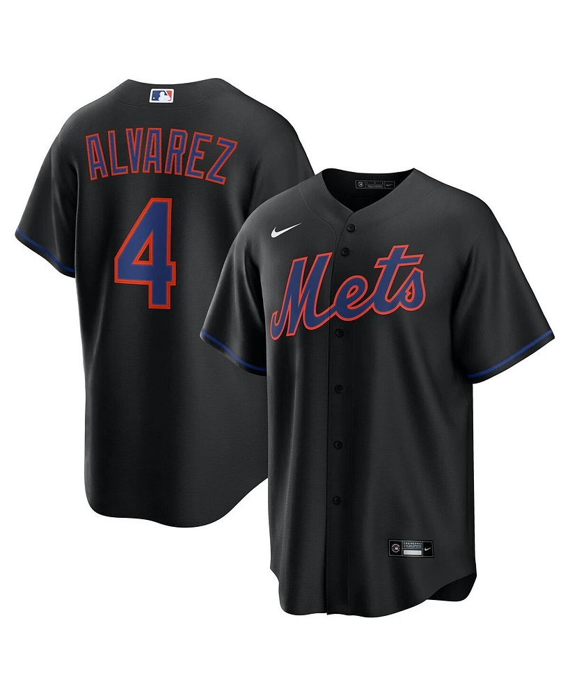Nike Men's Francisco Alvarez Black New York Mets Alternate Replica Jersey