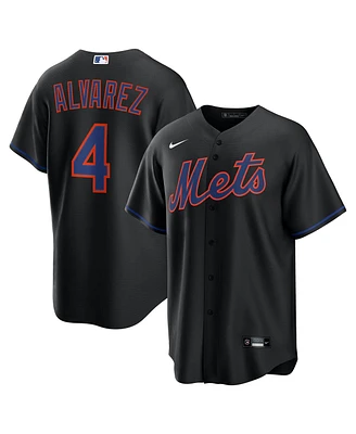 Nike Men's Francisco Alvarez Black New York Mets Alternate Replica Jersey