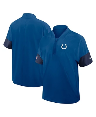 Nike Men's Royal Indianapolis Colts Sideline Short Sleeve Quarter-Zip Performance Coach Jacket
