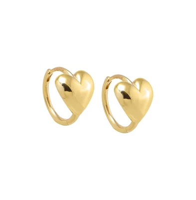By Adina Eden Solid Heart Huggie Earring 14K