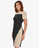 Tommy Hilfiger Women's Colorblocked Asymmetrical-Hem Sheath Dress