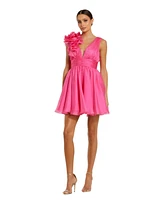 Mac Duggal Women's Ruffle V Neck Fit & Flare Mini Dress