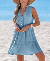 Cupshe Women's Breezy Tiered Sleeveless Sundress with Tie Neck