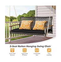 2-Person Rattan Hanging Porch Swing Chair