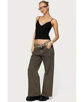 Edikted Women's Zahra Mud Wash Low Rise Jeans