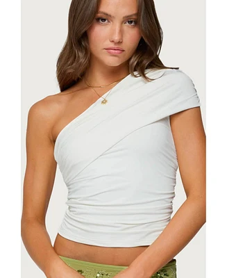 Edikted Women's Fold Over Ruched One Shoulder Top