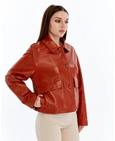 Furniq Uk Women's Cropped Leather Jacket, Created for Macy's