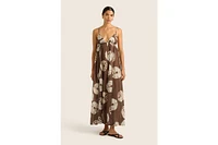 Hope And May Women's Palma Plunge V Neck Cotton Maxi Dress