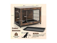 Dog Crate Furniture with Double Lockable Doors and Removable Pull-out Tray