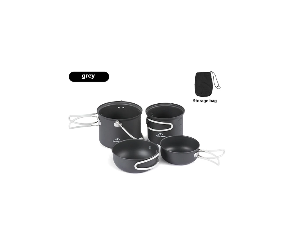 Naturehike 4 in 1 Premium Camping Cookware Set – Lightweight Aluminum Pots with Multi-Use Lids,Upgraded Handle,Compact&Space-Saving,Only 1.32lb
