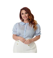 Smak Parlour Plus Size 1960s Puff Sleeve Blouse