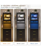 Vlsrka 3-in-1 Vanity Desk with Flip-up Mirror and Human Sensor Led Light