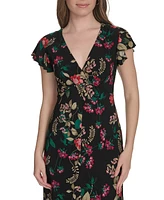 Tommy Hilfiger Women's Jersey Printed Flutter-Sleeve Midi Dress