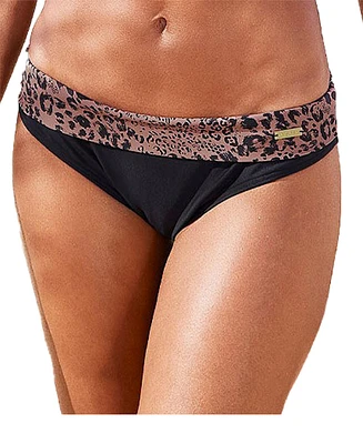 Lascana Women's Leopard Cheetah Print Fold Over Bikini Swimsuit Bottom