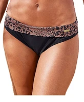 Lascana Women's Leopard Cheetah Print Fold Over Bikini Swimsuit Bottom