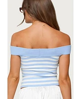 Edikted Women's Deni Off Shoulder Striped Knit Top