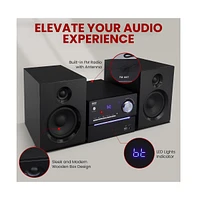 Pyle 3-Piece Wireless Bt Streaming Stereo System with MP3, Usb, Fm Radio, Bass Reflex Speaker, and Remote Control (Black)