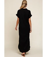 Pinkblush Maternity Black Button Down Midi Dress