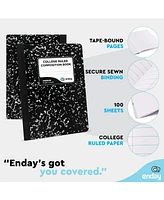 Enday Composition Notebooks College Ruled Paper, Pink Hard Cover Notebook, Premium Lined Books, 100 Sheets Notebook