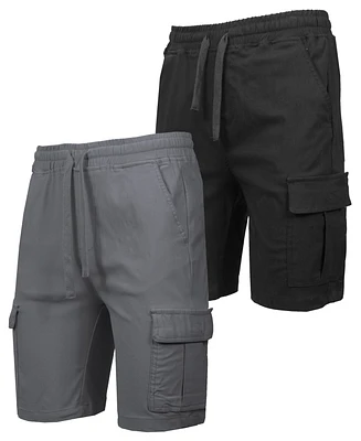 Galaxy By Harvic Men's 2-Pack Super Flex Stretch Cargo Jogger Shorts