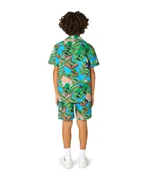 OppoSuits Big Boys 2-Piece Minecraft Summer Short Sleeve Shirt and Shorts Set