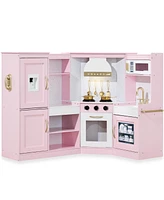 Best Choice Products Pretend Play Corner Kitchen, Interactive Wooden Kids Set w/ Lights & Sounds