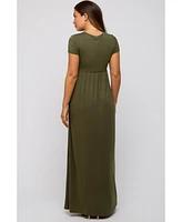 PinkBlush Olive Draped Maternity/Nursing Maxi Dress