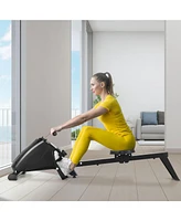 Akiudex Foldable Magnetic Quiet Operated Fitness Rowing Machine with 10 Level Adjustable Resistance